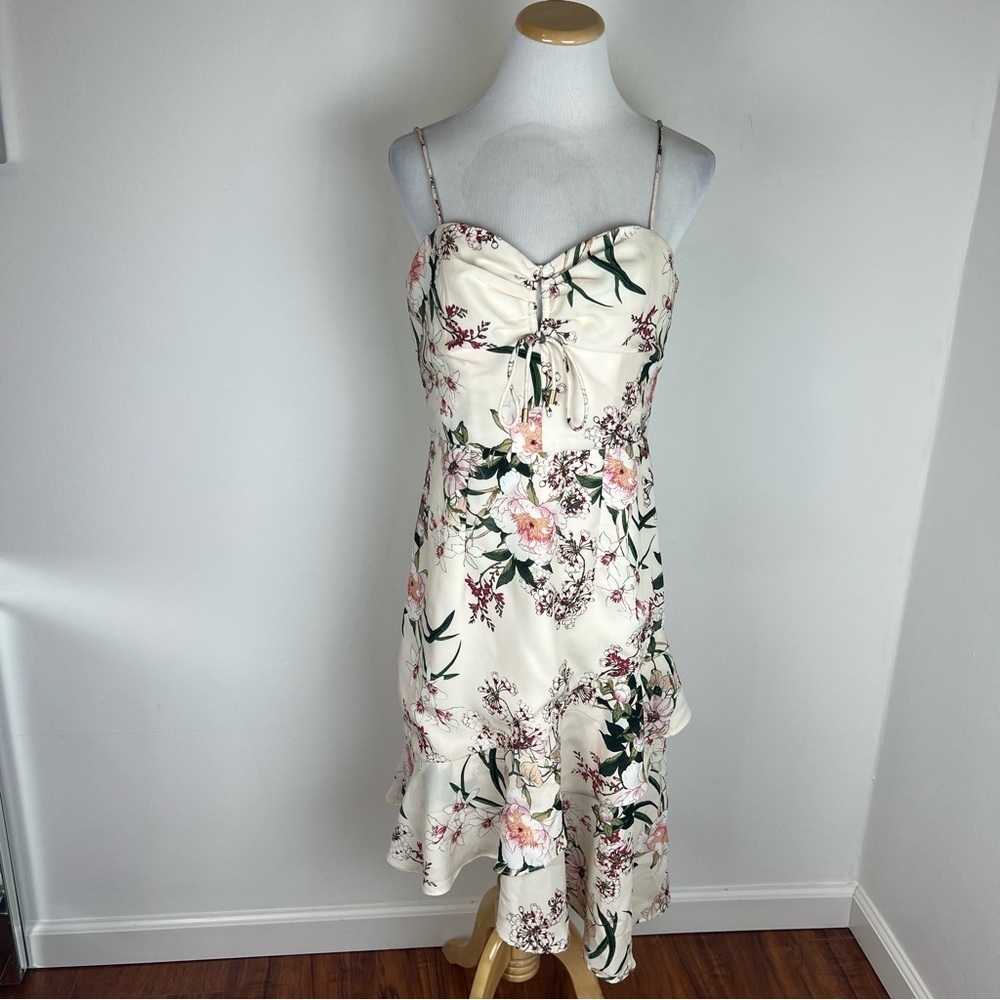 Lumier by Bariano Cream Floral Midi Dress Size M